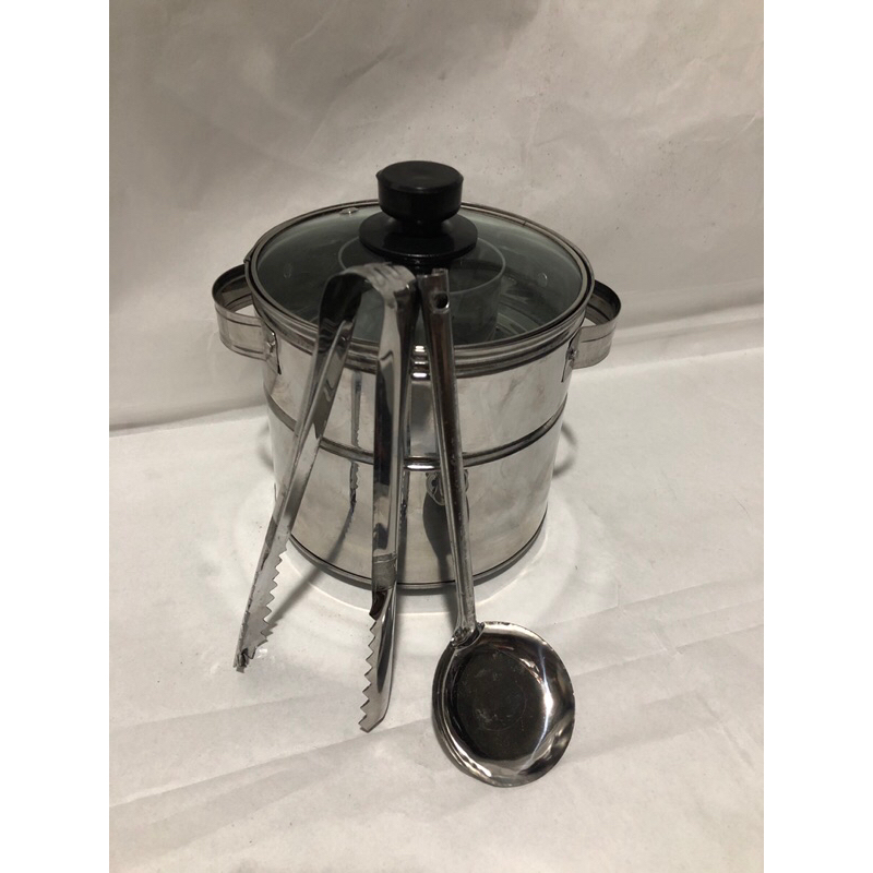 Techtopia01 Dandang Bakso Stainles Mini 20Cm Tutup Kaca Ada Centong Capitnya