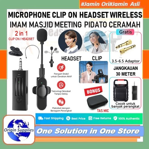 TaffSTUDIO  Mikrofon Nirkabel Lavalier Mikrofon Wireless Microphone Lavalier Lapel Mikrofon Jack 3.5