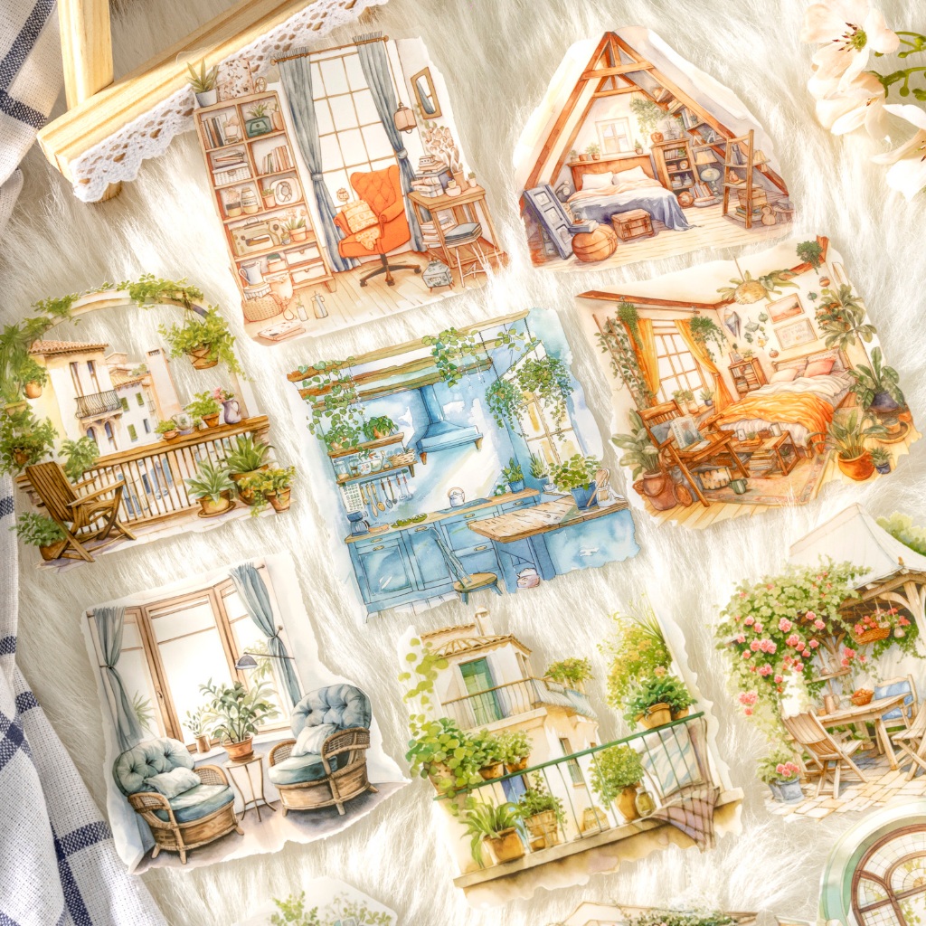 

(12D1) 10pcs Stiker PET Seri Waktu Malas Dekorasi Buku Pegangan Retro Sederhana Stiker Perekat Diy Journal Scrapbook