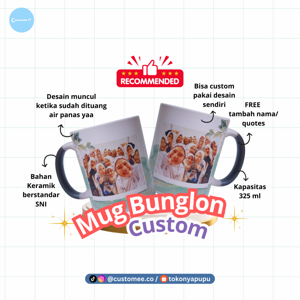 Mug Bunglon Custom Desain/Foto/Nama Sendiri