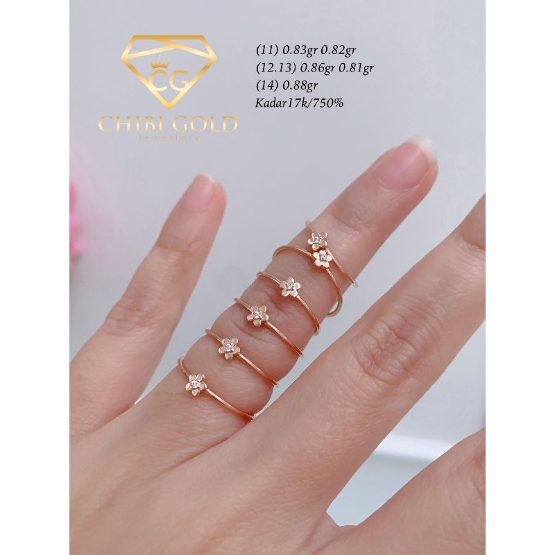 CHIBI GOLD JAWELLERY - Cincin bunga 750 kadar 17K - chibi gold