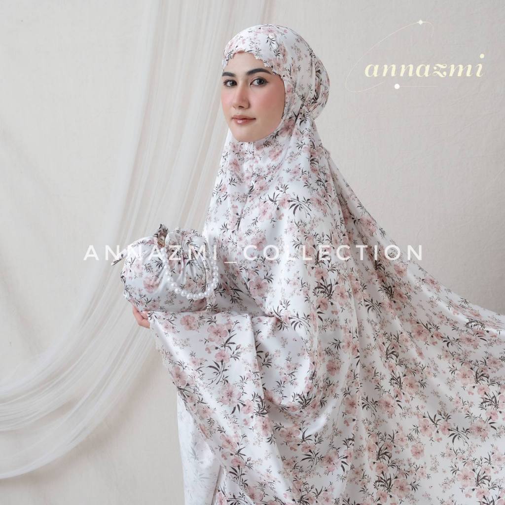 ANNAZMI - Mukena Dewasa Premium Armany Silk Lasercut Ermina 2in1 Mukena Motif Cantik Ermina Series