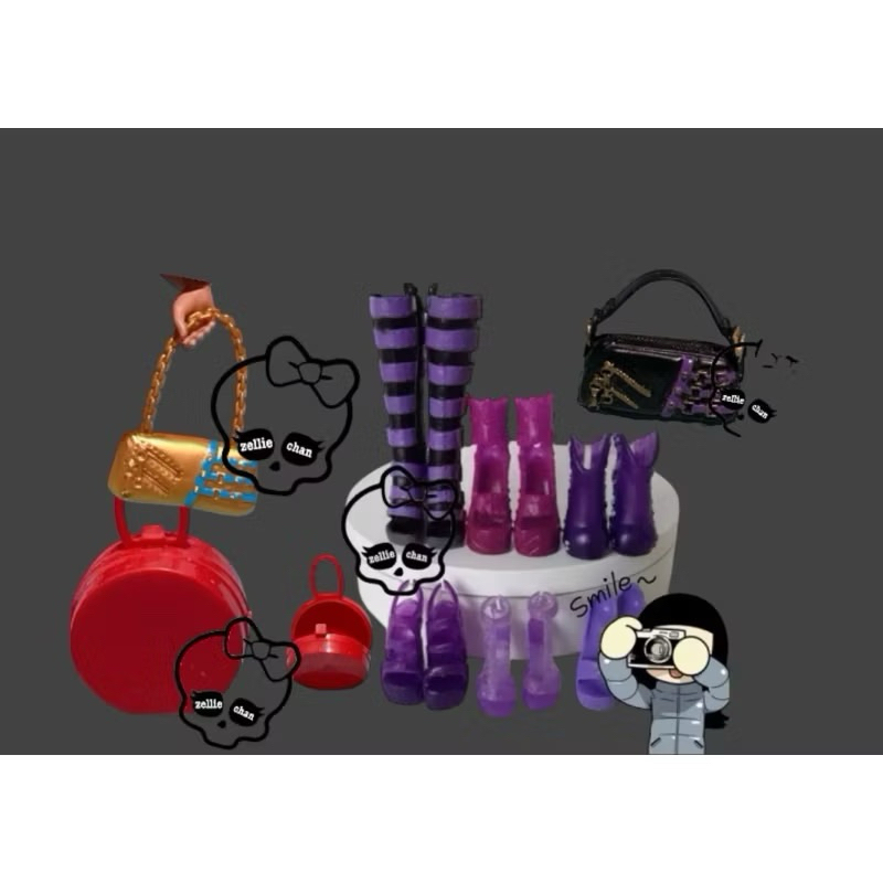 sepatu Monster High, Tas, Anting & Ever After High Mattel & Disney Princess