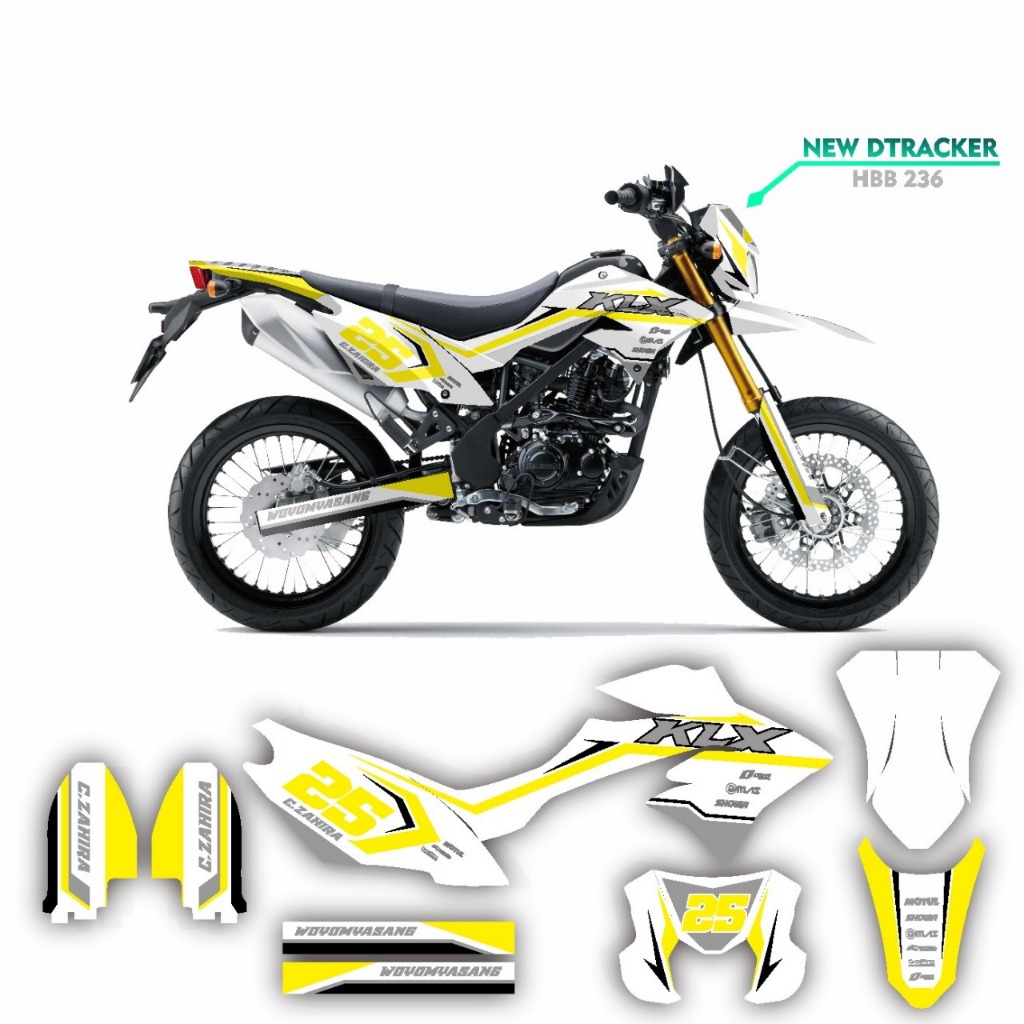 decal variasi striping full body sticker dtracker motif simple putih list biru merah D-A4-013