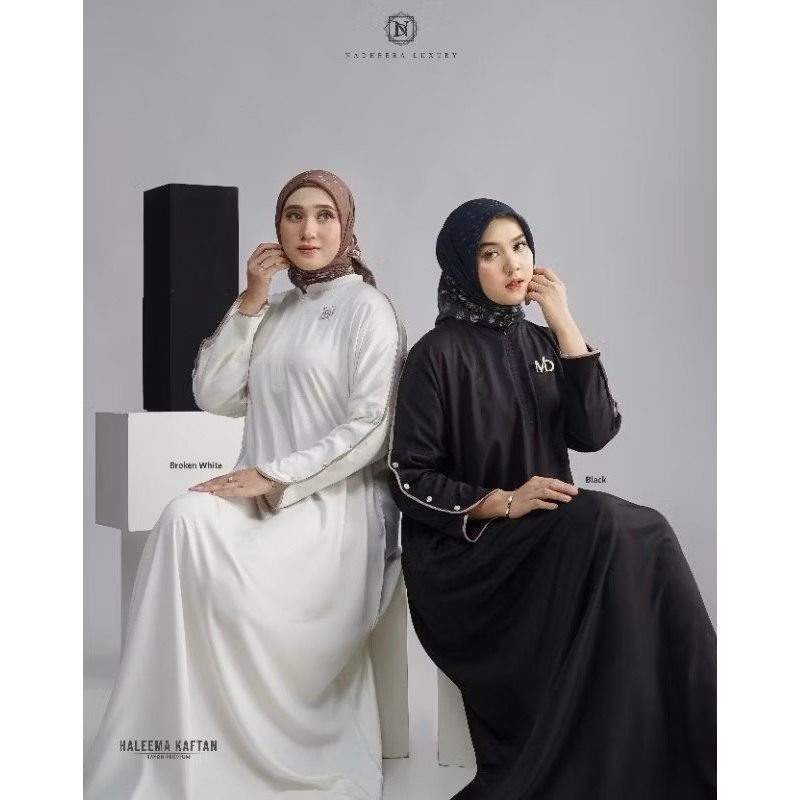 White Series By Nadheera Luxury. Kaftan Putih By Nadheera Luxury. Gamis Polos Premium