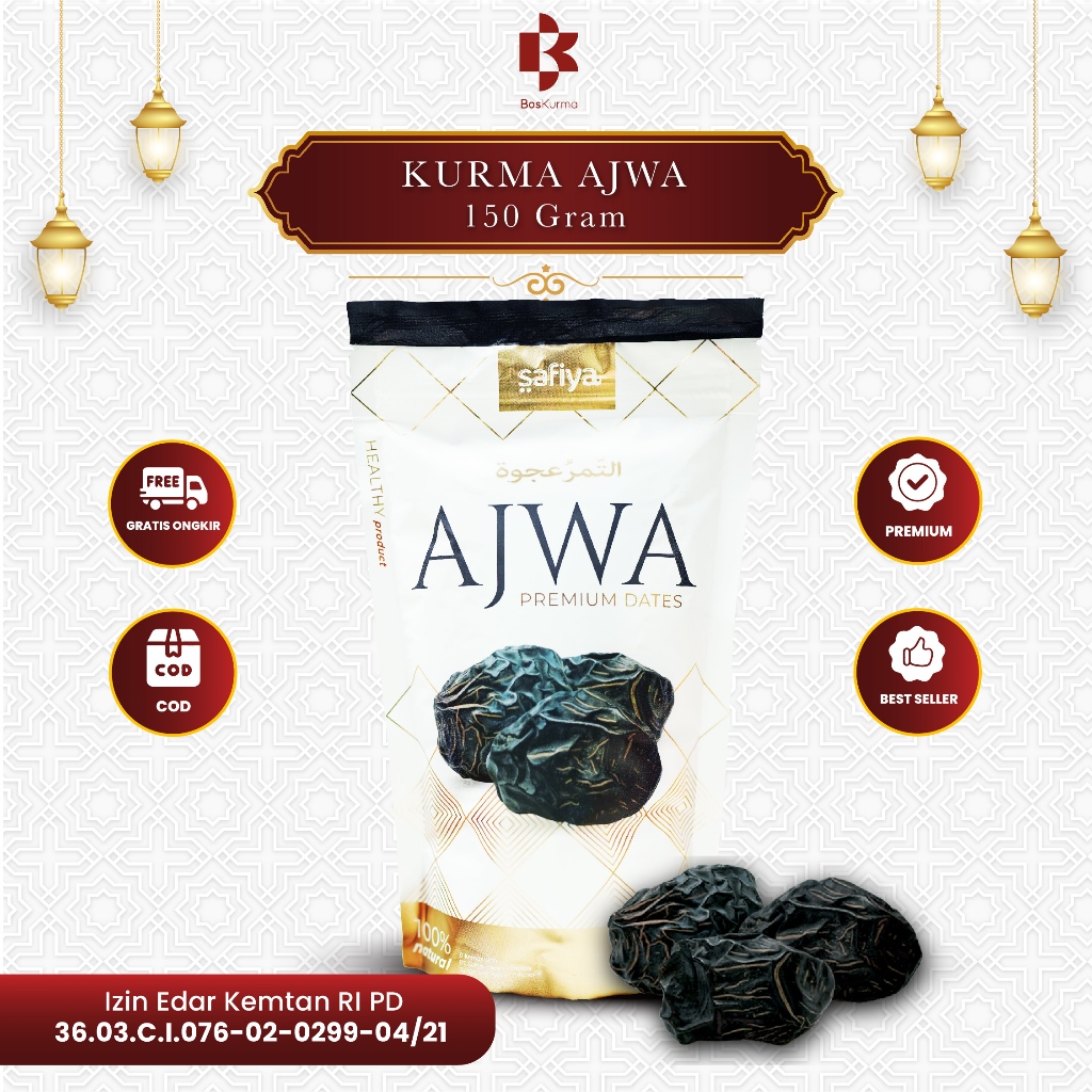 

Kurma Ajwa 150 Gr Pouch Safiya Asli Madinah Premium