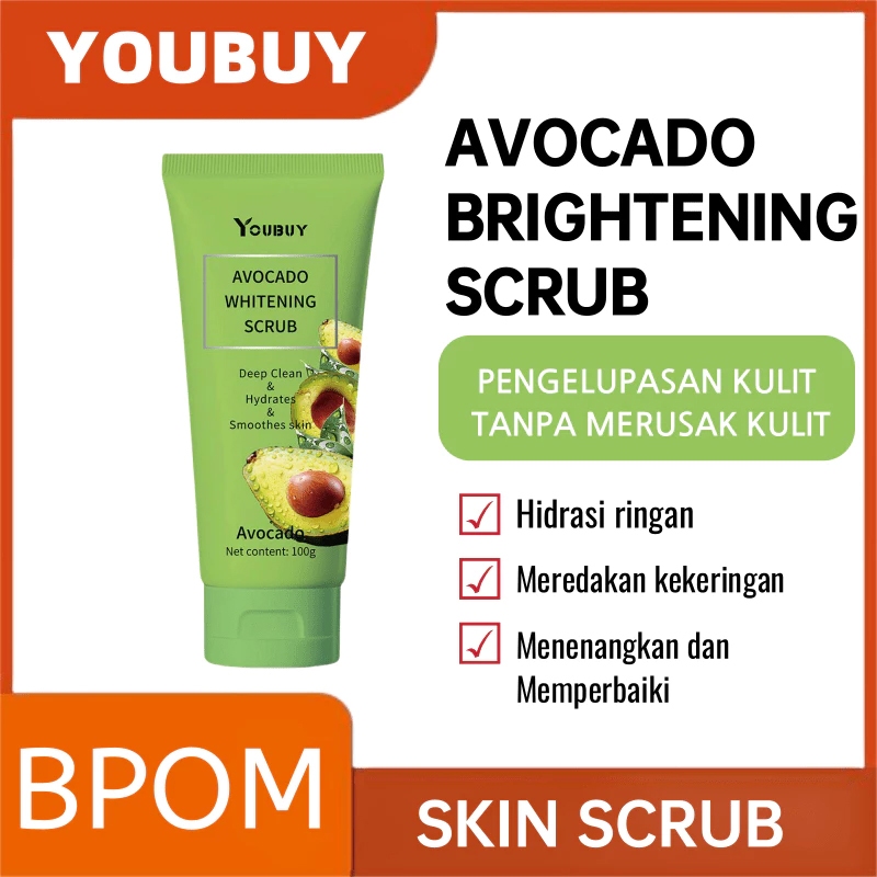Youbuy Avocado Brightening Scrub Gel Pengelupasan kulit Peeling Eksfoliasi Wajah Body 100gr