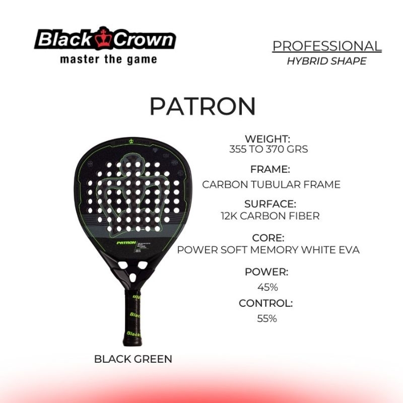 BLACKCROWN PATRON PADEL RACKET/ RAKET PADEL RAKET BLACKCROWN