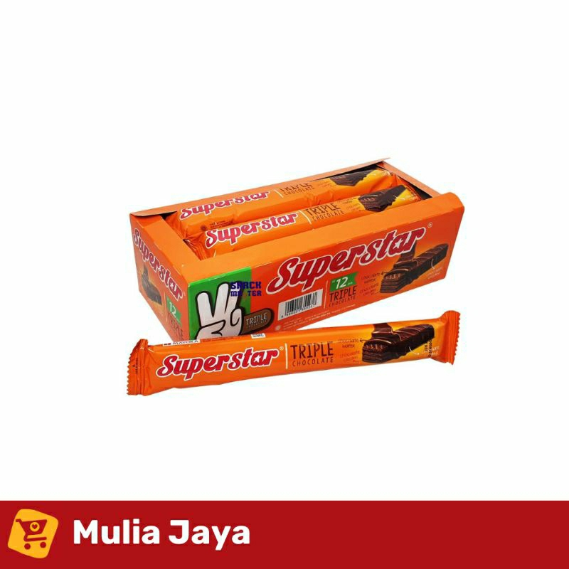 

Wafer Superstar Triple Coklat 16 gr (1 pak isi 12 pcs)