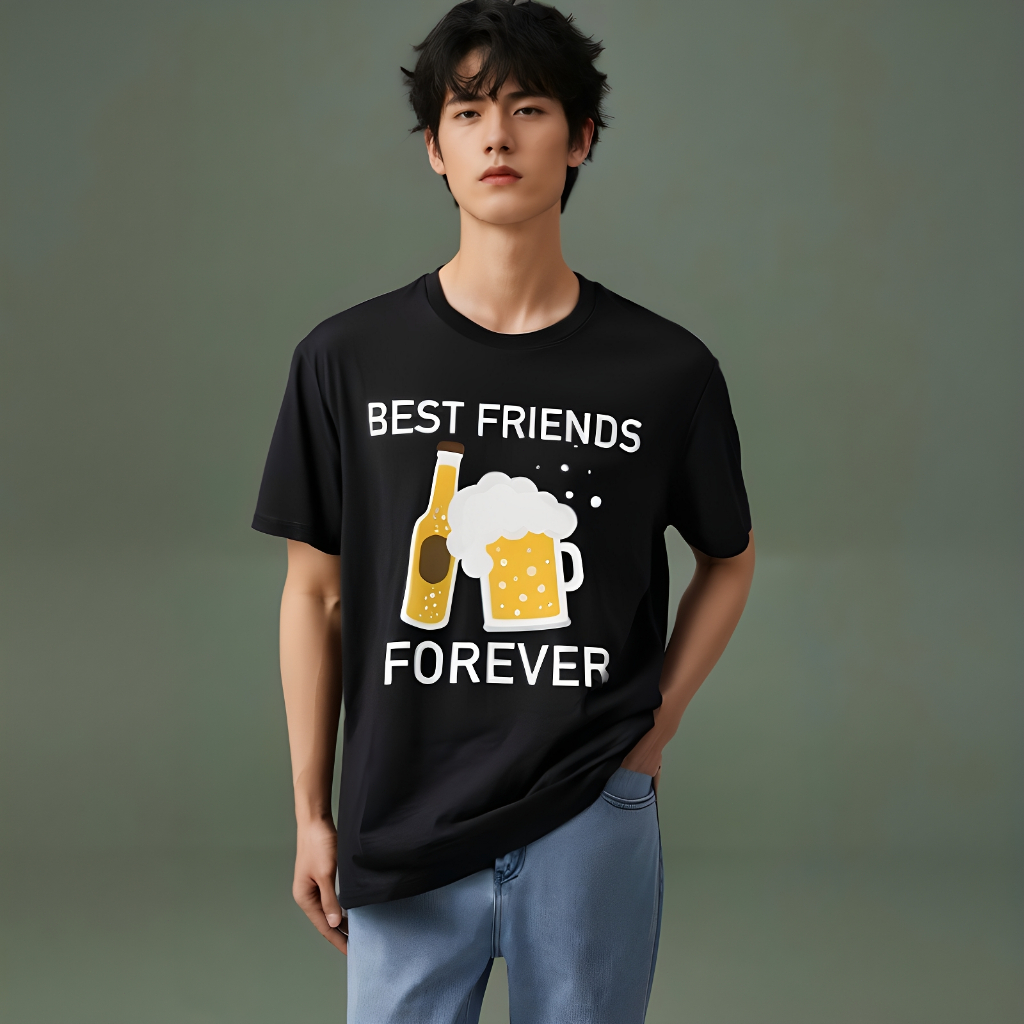 kaoswarna 丨 Kaos Hadiah Lucu Minuman Alkohol Keren Sahabat Terbaik Selamanya T-shirt