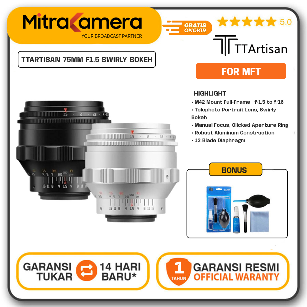 TTArtisan 75mm f1.5 Swirly Bokeh for M42 Mount GARANSI RESMI