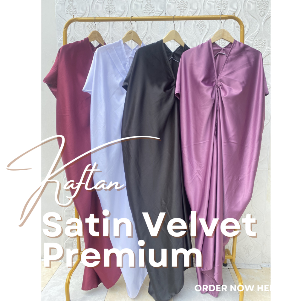 Kaftan Satin Premium Kaftan Dress Wanita Satin Polos Fashion Muslim Remaja Kaftan Dress Lebaran Kaft