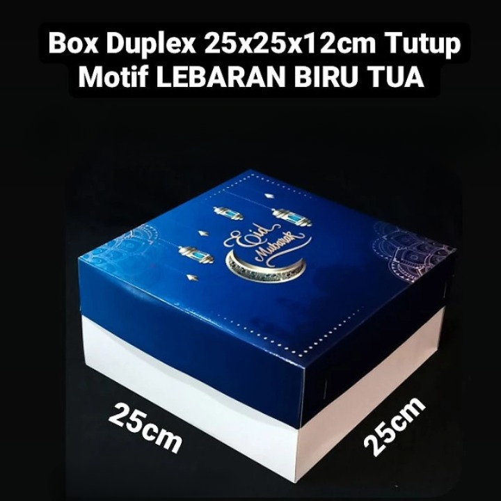 

5 Pcs Box Duplex Biru Tua Kotak Hampers Lebaran Eid Mubarak Ukuran 25x25x12cm