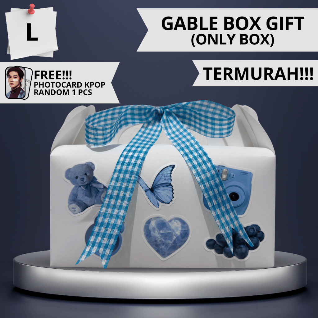 

GABLE BOX GIFT ( ONLY BOX TIDAK ) BLUE L / HAMPERS / WISUDA / KADO ULANG TAHUN / KADO UNIK