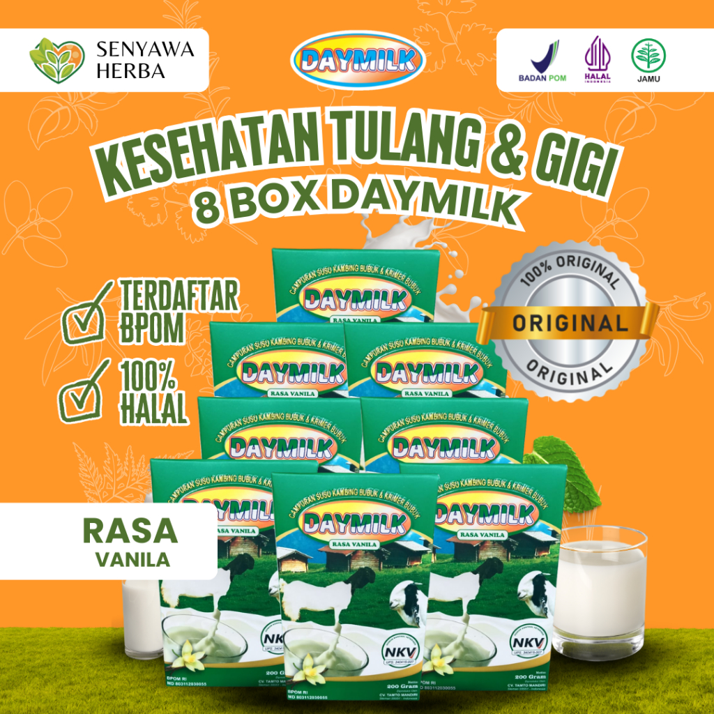 

PAKET 8 BOX SUSU DAYMILK VANILA – Susu Kambing Etawa 200gr, Sehatkan Tulang, Sendi, Lambung