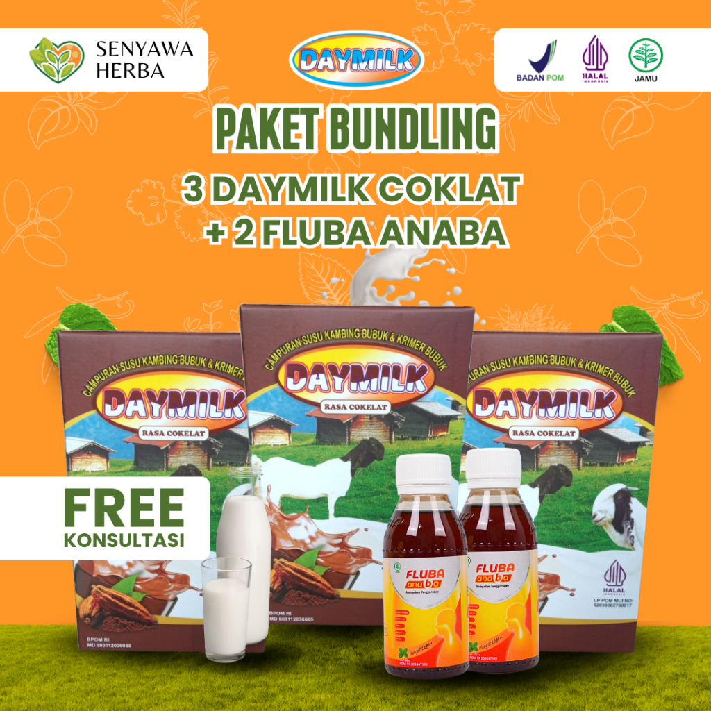 

Paket Bundling 3 Box Susu Kambing Etawa Daymilk Premium Cokelat + 2 Botol Madu Herbal Fluba Anaba