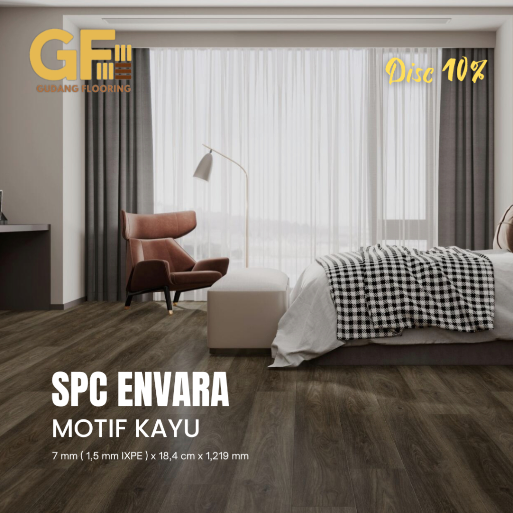 Lantai Flooring SPC ENVARA / Lantai SPC ENVARA Motif Kayu + IXPE