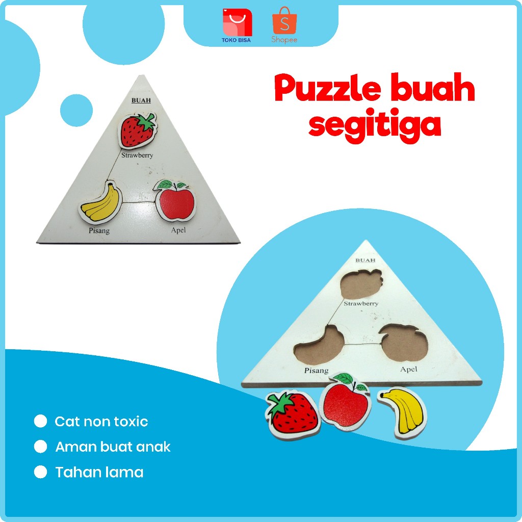 Promo Mainan Edukasi | Big Sale  Mainan Puzzle Buah Segitiga | Mainan Edukasi Paud Puzzle Berbentuk 