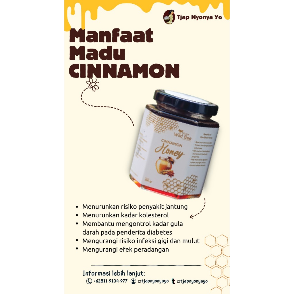 

Tjap Nyonya Yo - Madu Hutan kayu manis | Cinnamon | Organik | Madu Alergi | Natural | 300 GR wild bee cinnamon honey | harga terjangkau