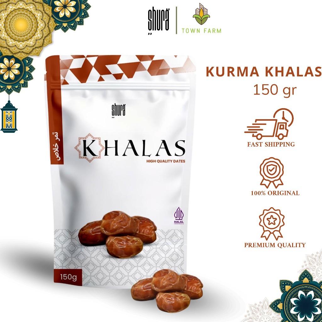 

Shura Kurma Khalas 150Gram Kemasan Pouch Kurmas Manis Lembut Original Premium High Quality