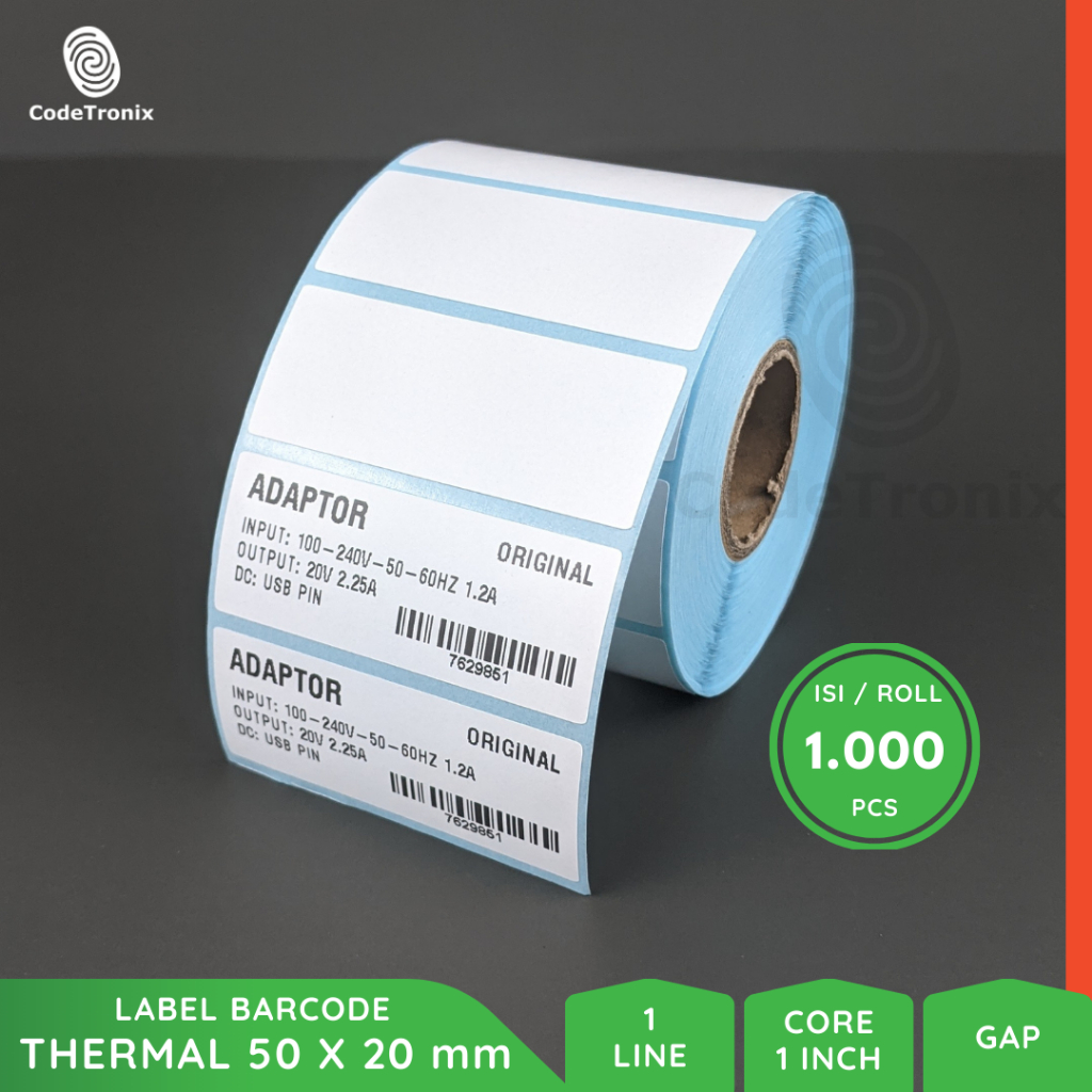 

Label Stiker Direct Thermal 50x20 Kertas Barcode Sticker Roll Promo 1 Line 1000 pcs