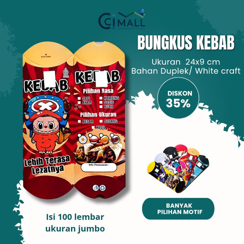 

Bungkus Kebab Kertas / Kemasan Kebab Murah / Box Kebab - Isi 100 Lembar 24x9cm - Aman & Praktis - Wadah Kebab Premium