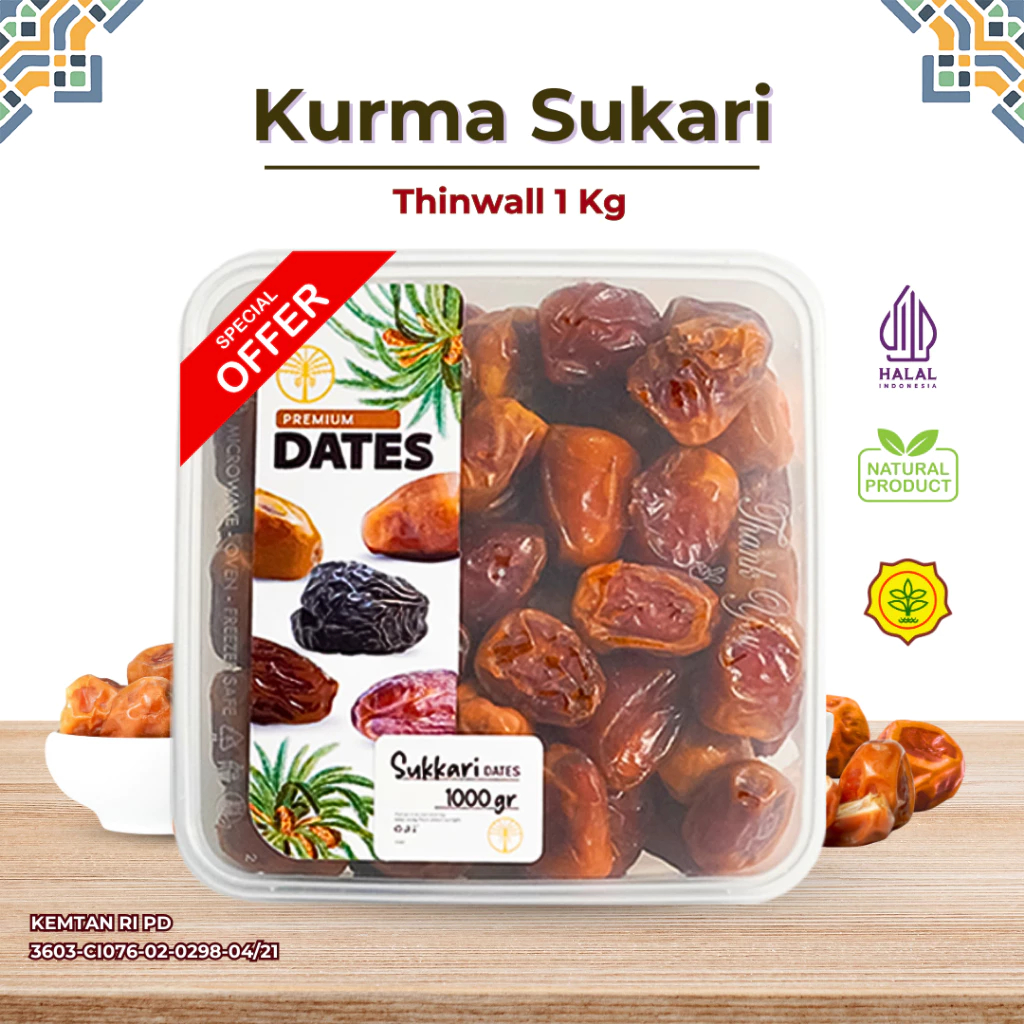 

PREMIUM Kurma Sukari 1 Kg Thinwall