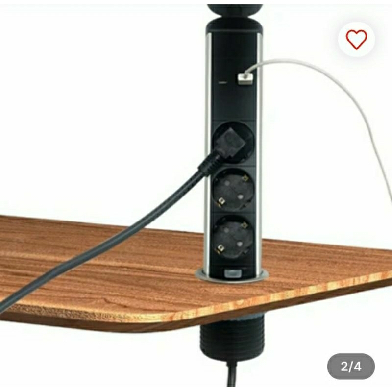 Krisbow Stop Kontak Tanam Meja Ekstensi 3 Socket Usb A & C