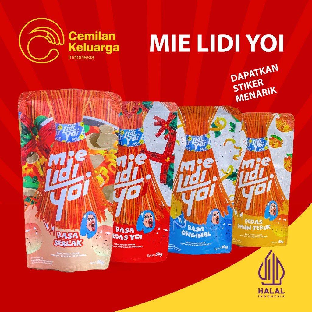 

CEKELIN Cemilan Mie Lidi - 50gr Beli 4 Hemat Banyak + Free Sticker Menarik