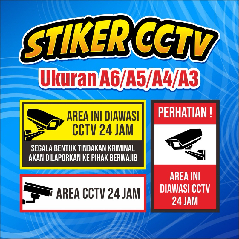 

Stiker Area CCTV 24 Jam Ukuran A6 A5 A4 A3 Stiker Vinyl Anti Air Outdor/Indoor