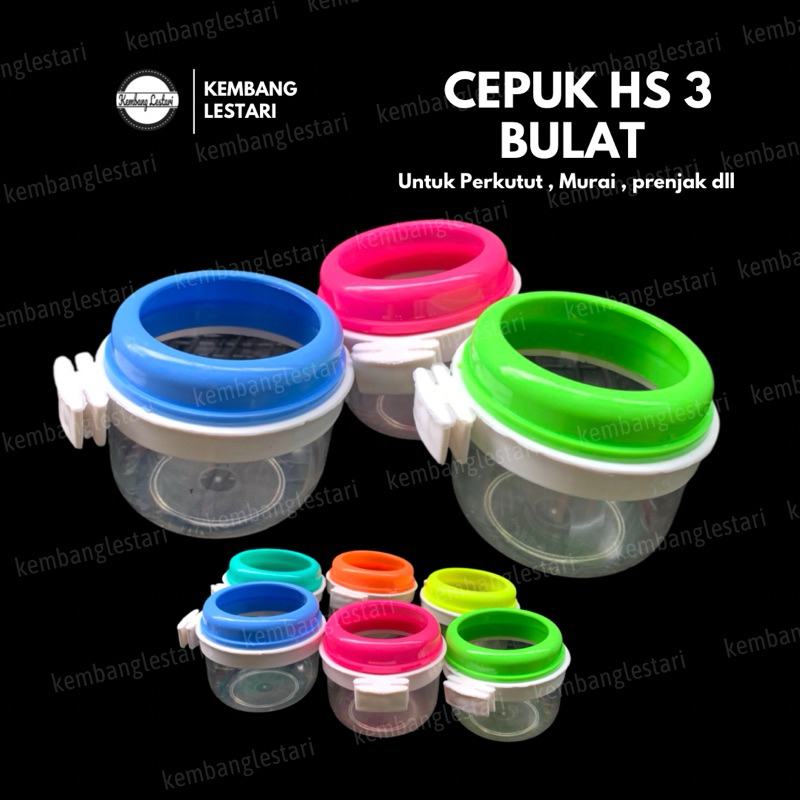 CEPUK BULAT PERKUTUT CANGKIR CEPUK HS 3 KUTUT TEMPAT PAKAN MAKANAN MINUM BURUNG BAHAN PLASTIK ANTI T