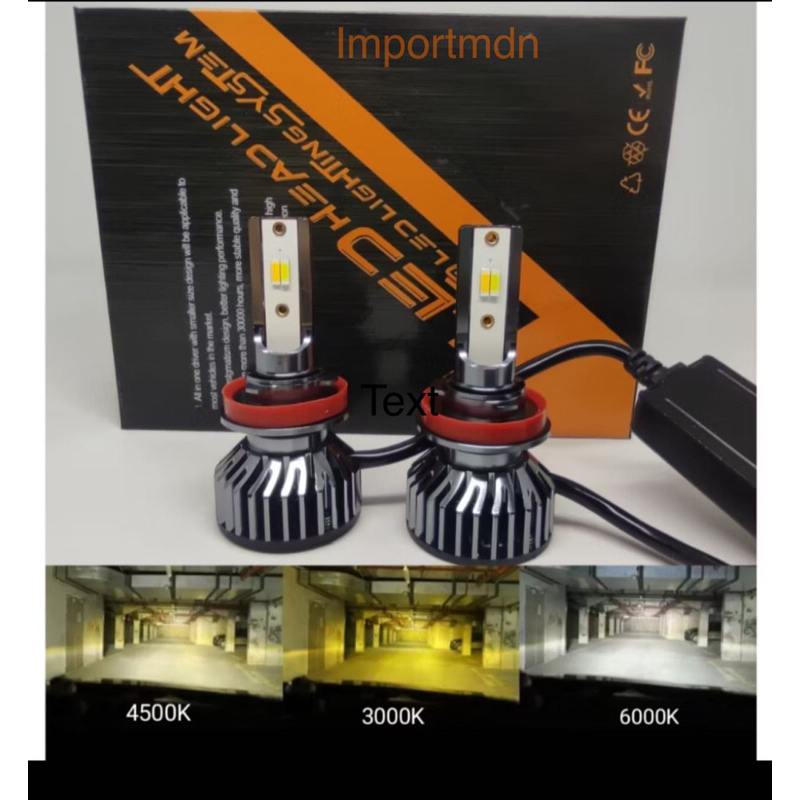 Lampu Led Headlamp Foglamp H4 H11 HB3 HB4 Tiga Warna Tricolour Putih Kuning Putih-Kekuningan