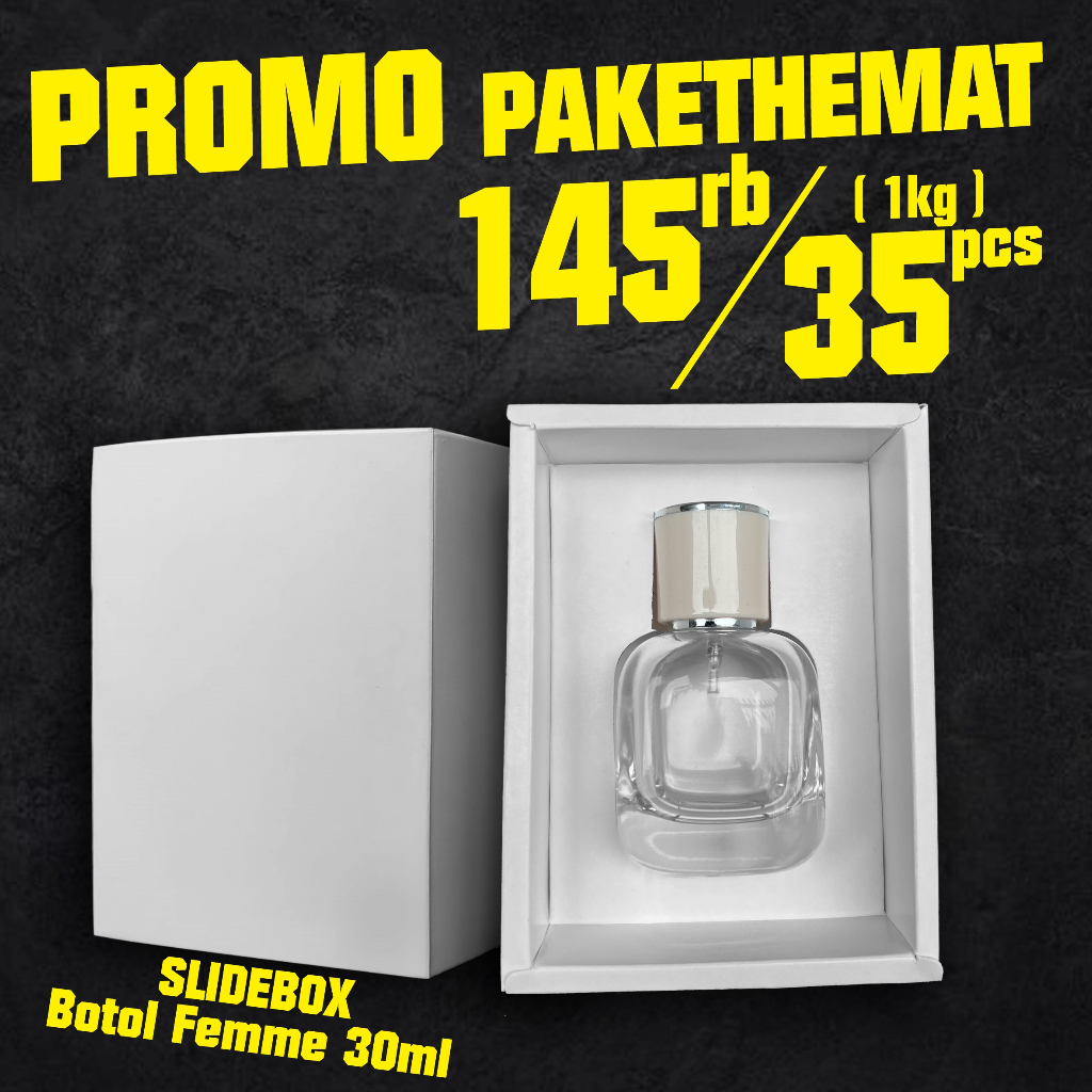 

(PAKET 1 KILO) isi 35pcs BOX Slide PUTIH / Insert botol femme 30ml