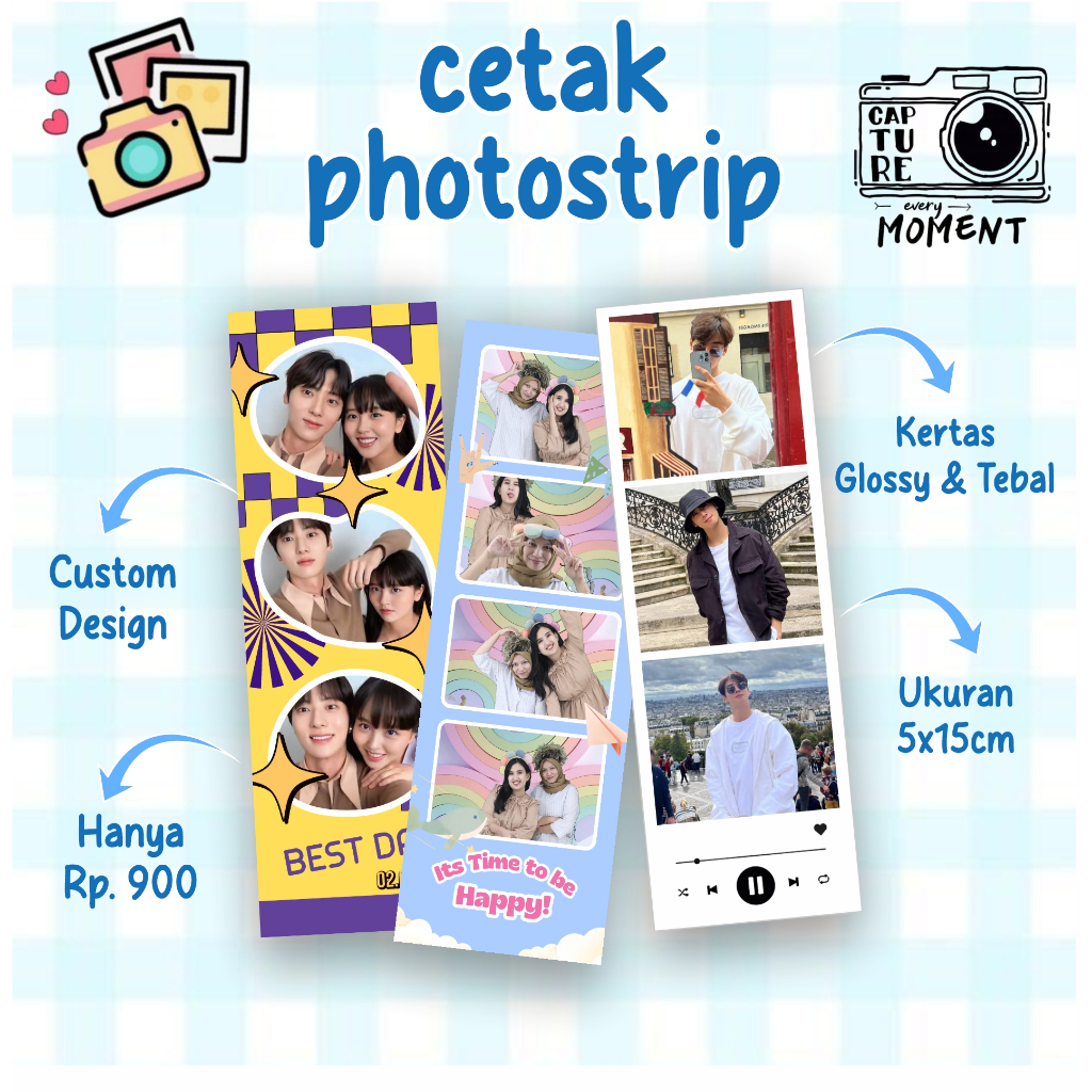 

Cetak Photostrip Size 5x15cm bisa Custom Design