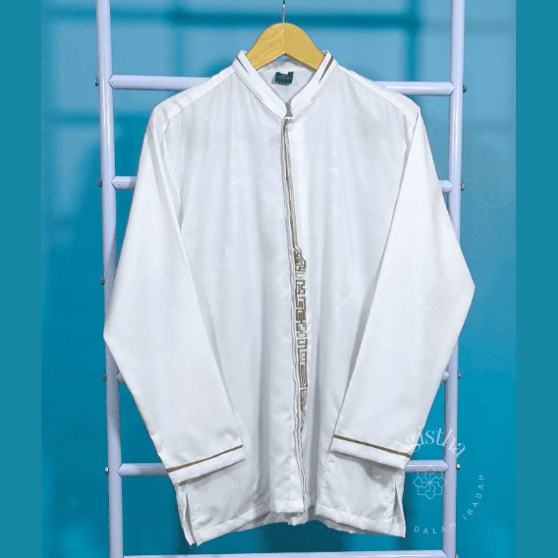 Baju Koko Muslim Lengan Panjang Pria Al-Ihsan - Putih - MV1