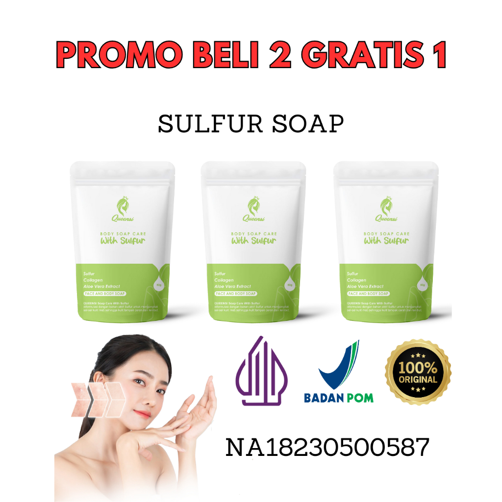 QUEENSI SOAP SULFUR BELI 2 GRATIS 1