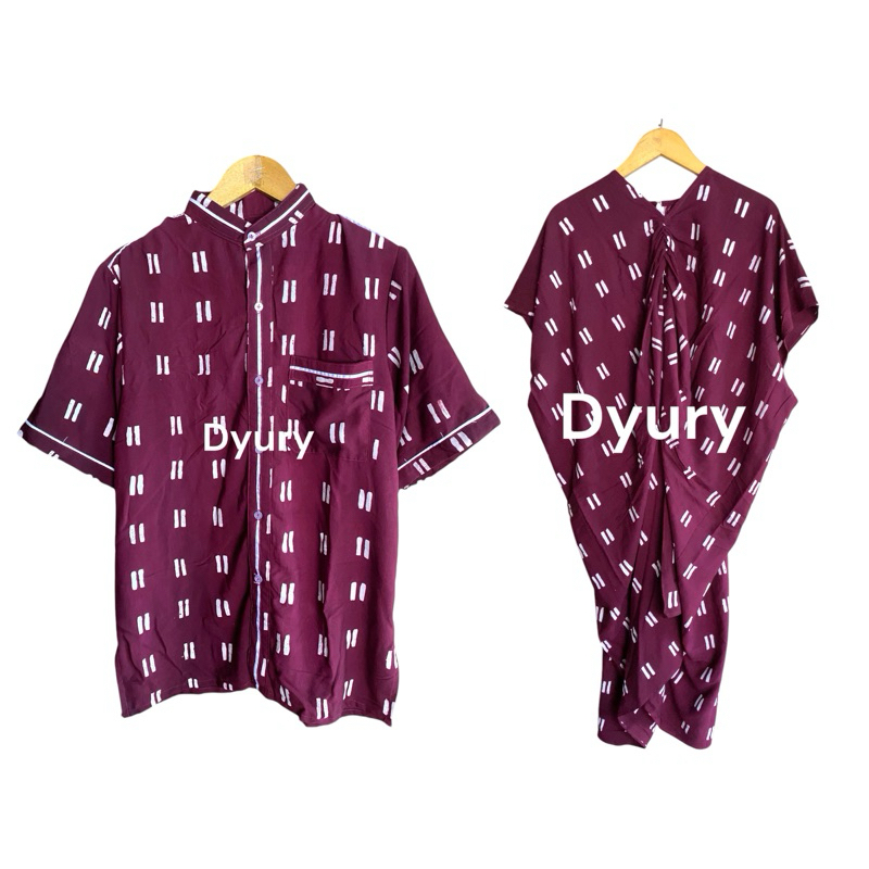 Burgundy Couple Kaftan Batik Wanita Modern Bahan Rayon Jumputan Handnmade Solo
