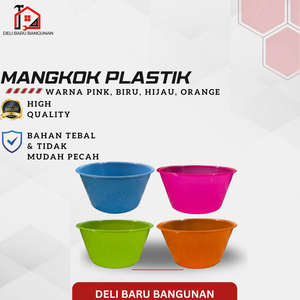 Mangkok Plastik Serbaguna /Kobokan Tangan - Hijau , Merah Muda , Orange