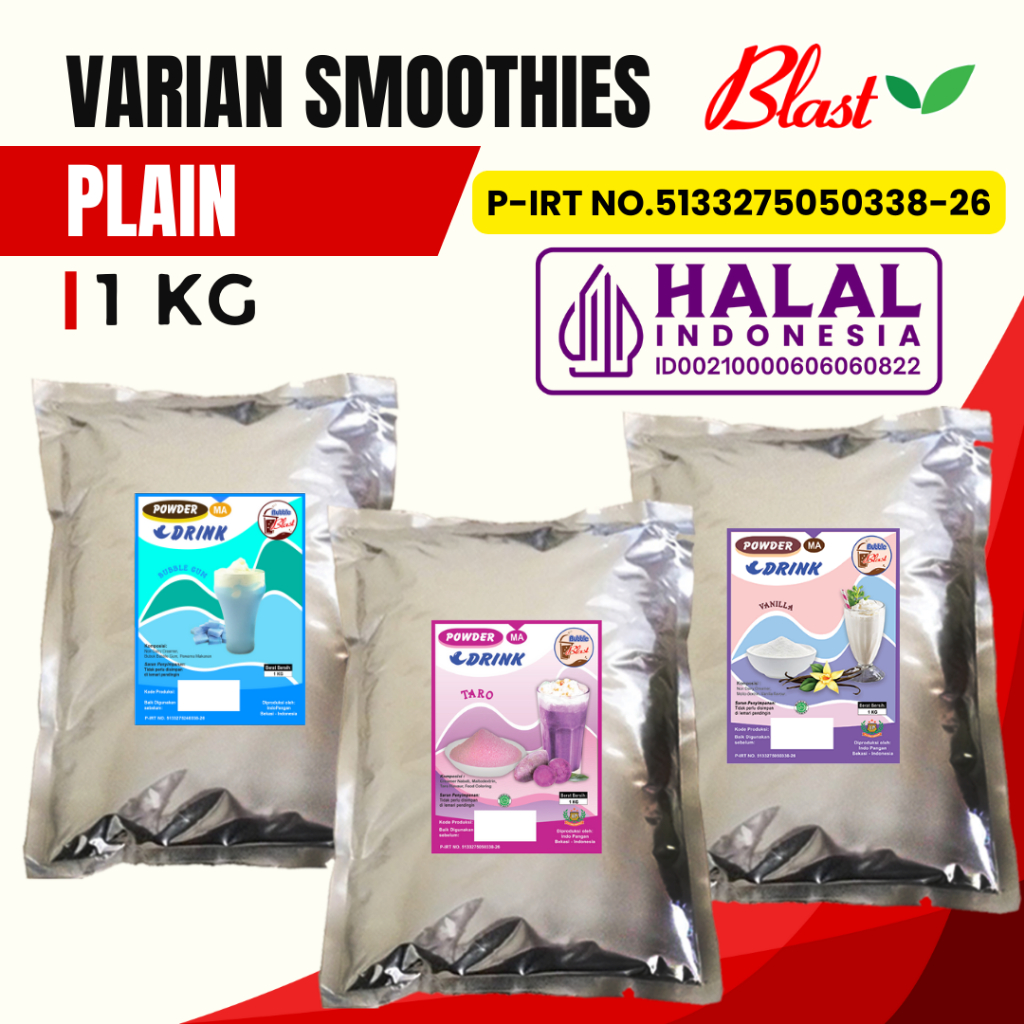 

Bubuk Minuman Varian 1 Kg - Bubuk Smoothies Aneka Rasa - Minuman Kekinian - Powder Drink Rasa