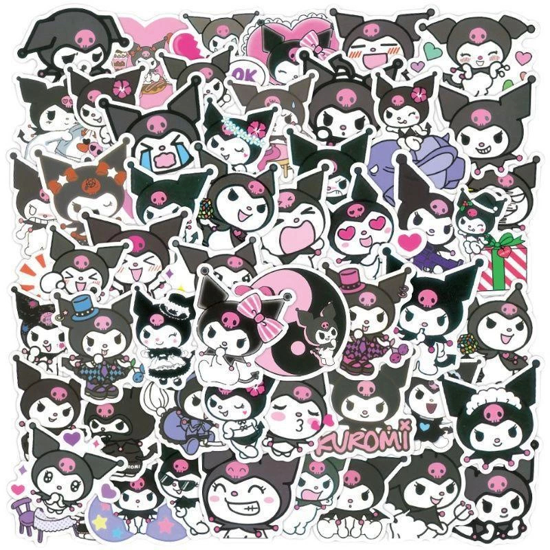 

50 pcs stiker tahan air kartun Kuromi lucu stiker lengket cocok untuk laptop skateboard casing ponsel helm dan dekorasi stickers lainnya