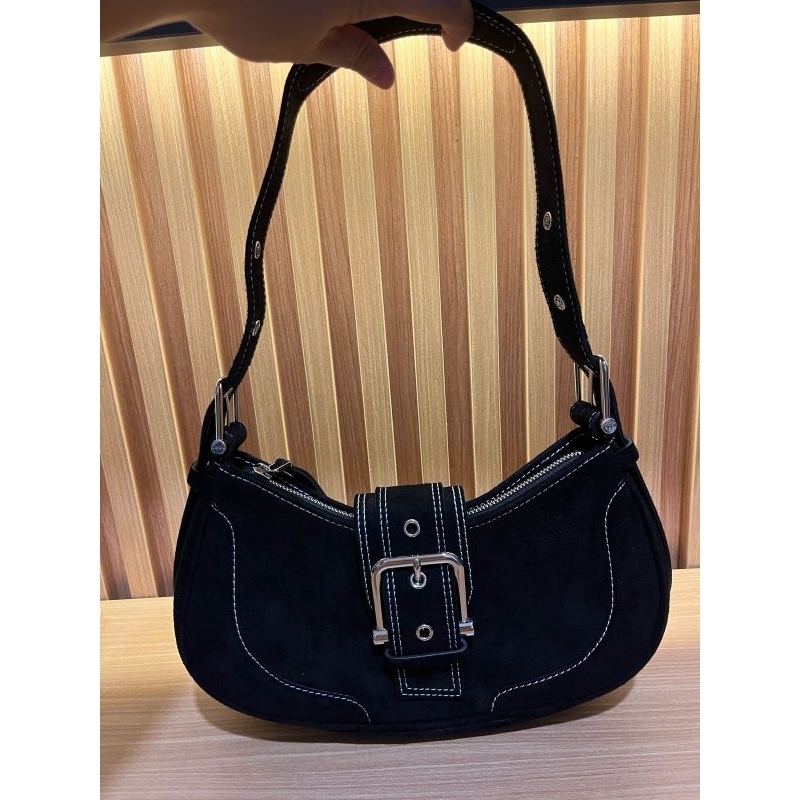 PRELOVED TAS OSOI HOBO BROCLE BUCKLE - DENIM BLACK / TAS ORIGINAL 100%