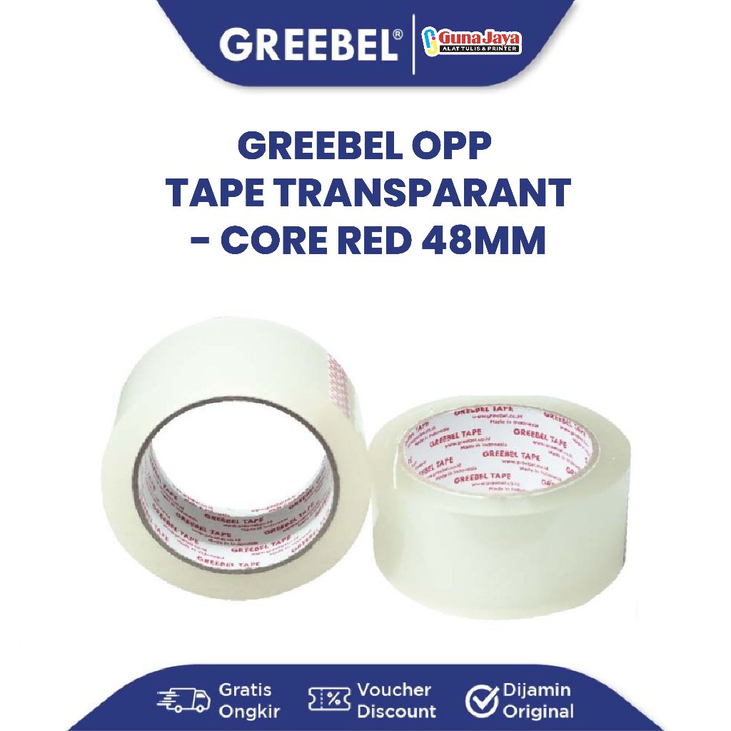 

GREEBEL OPP TAPE TRANSPARANT-CORE RED 48MM