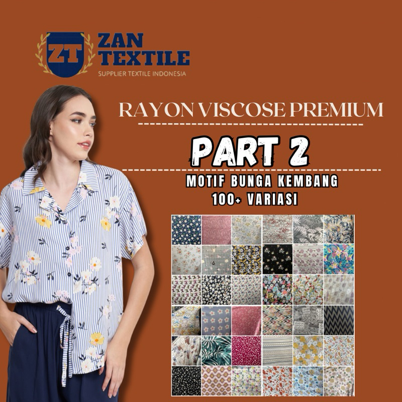 (Part 2)Motif Bunga Kain Katun Rayon Viscose Premium 0,5cm