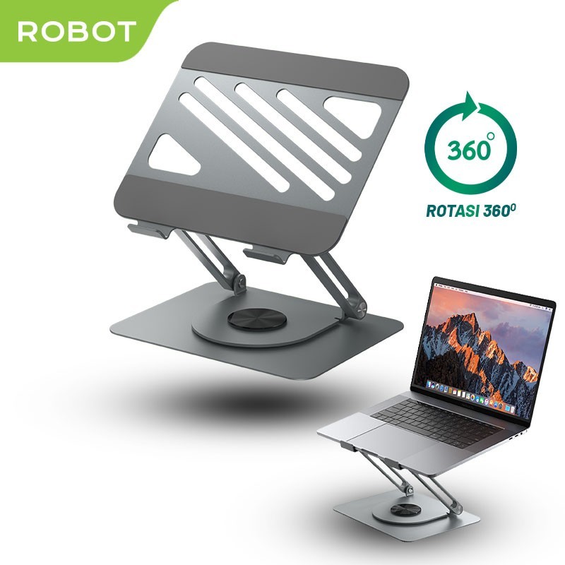 ROBOT RT-LS06 Rotate 360° Liftable & Foldable Laptop Stand Silver - LS06A Upgrade