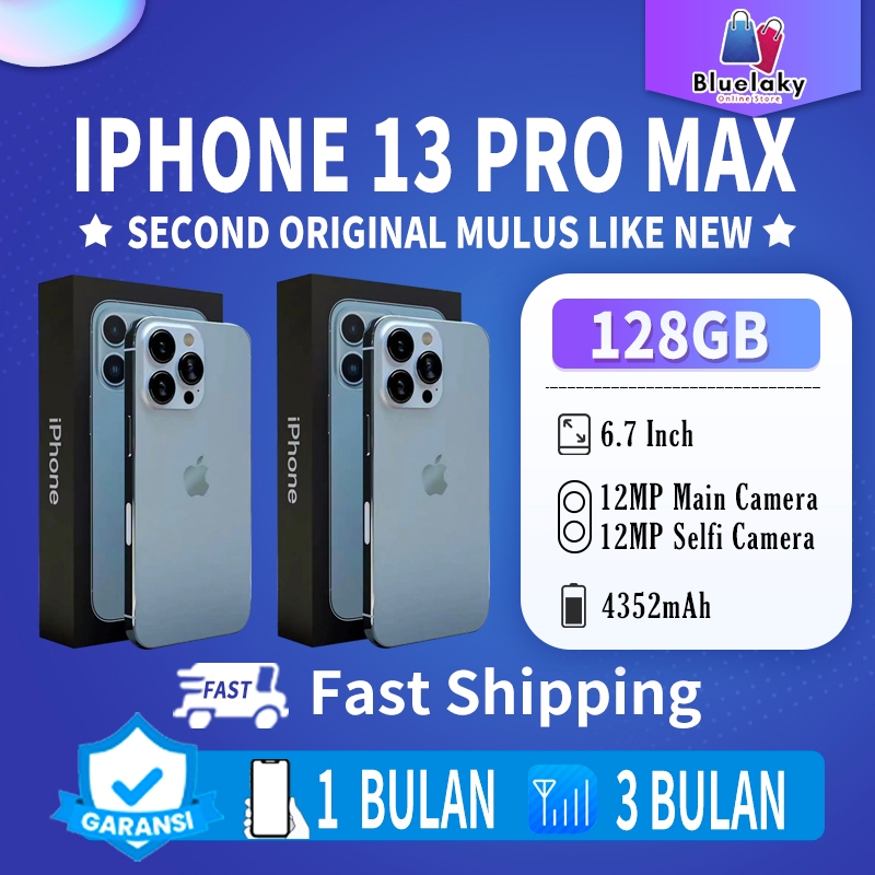 iPhone 13 Pro Max 128GB RAM 6GB Second/Bekas Original100% 6.7"OLED-Ori Fullset Mulus Like New Phone