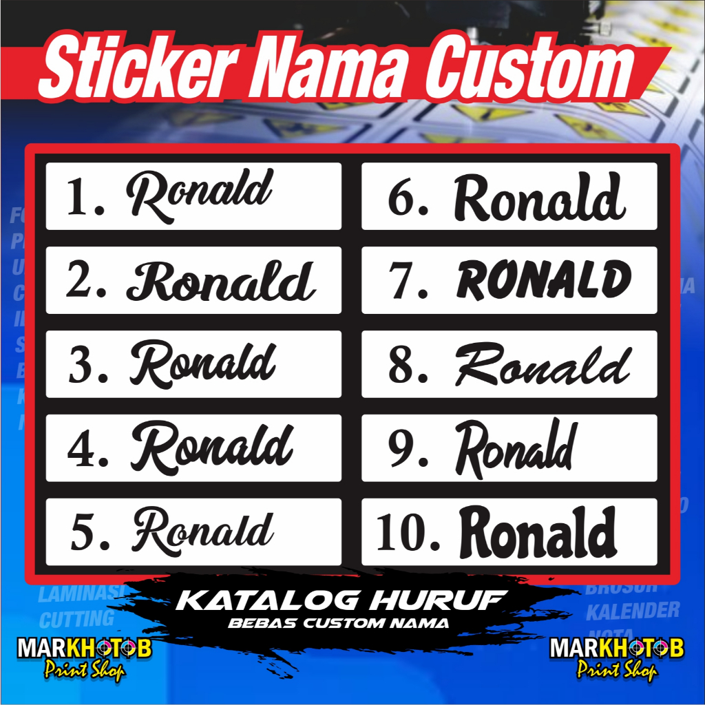 Stiker Cutting Nama Custom  / Stiker Anti Air / Stiker Nama Viral