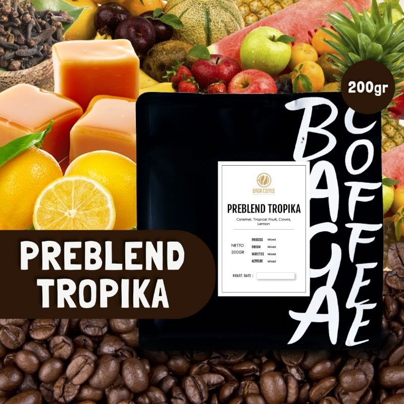 

Kopi Baga Coffee Preblend Tropika Whole Bean kopi biji / bubuk - 200 gr