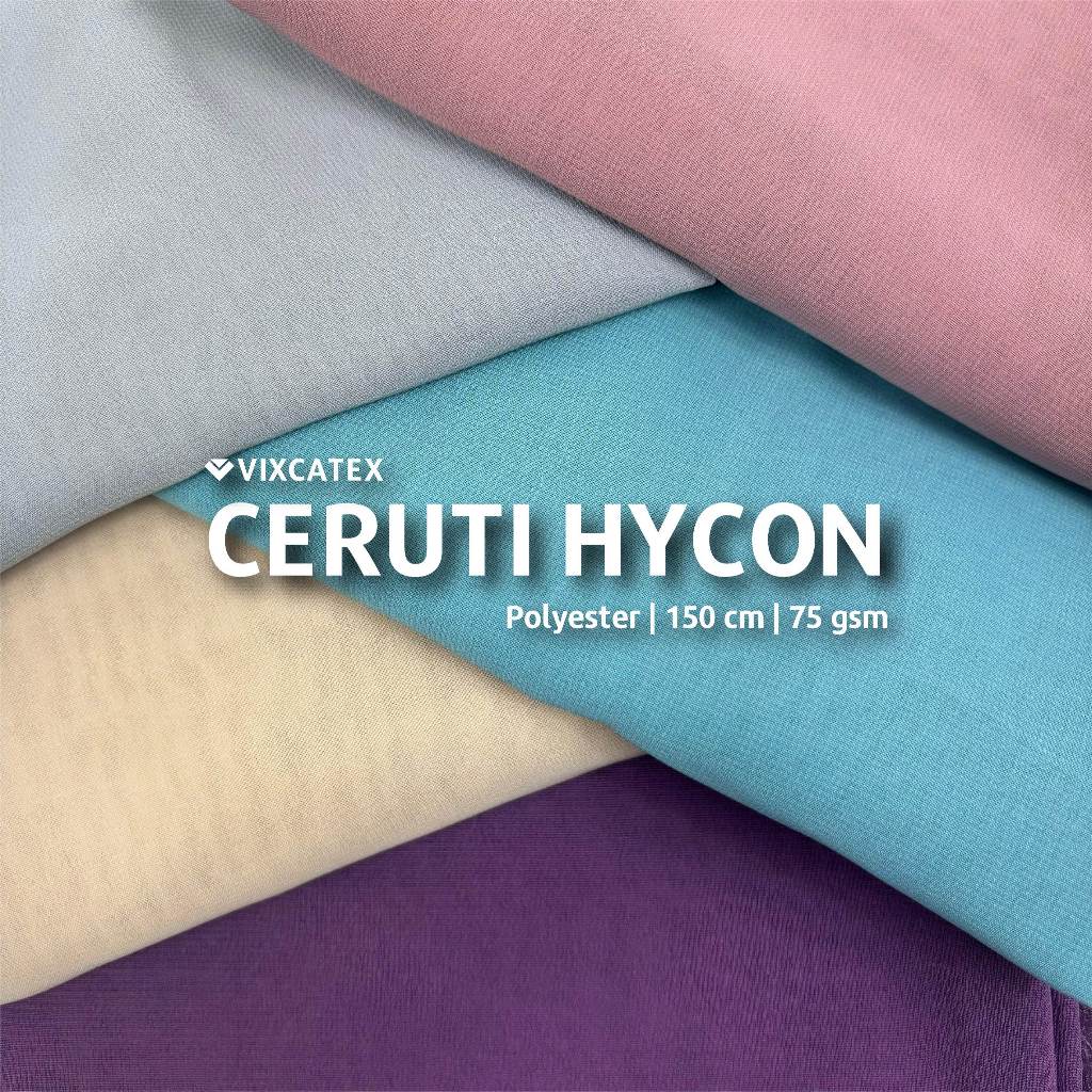 [PER 0,5 M] Kain Ceruti Hycon Lebar 150 cm Sifon Chiffon Premium Polos Polosan ECER 1/2 METER METERA