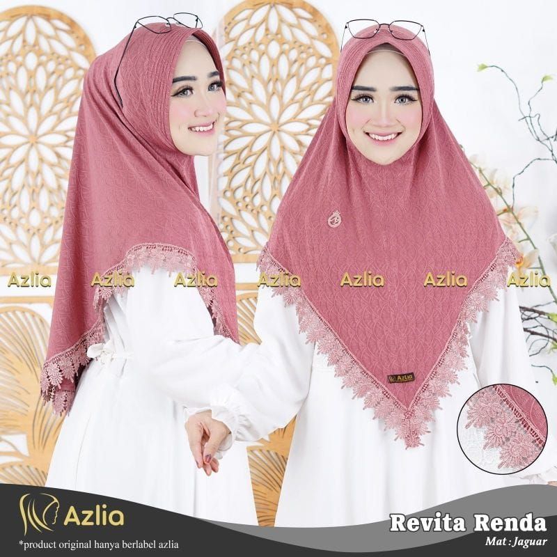 revita renda azlia jilbab instan bergo renda premium mewah pesta