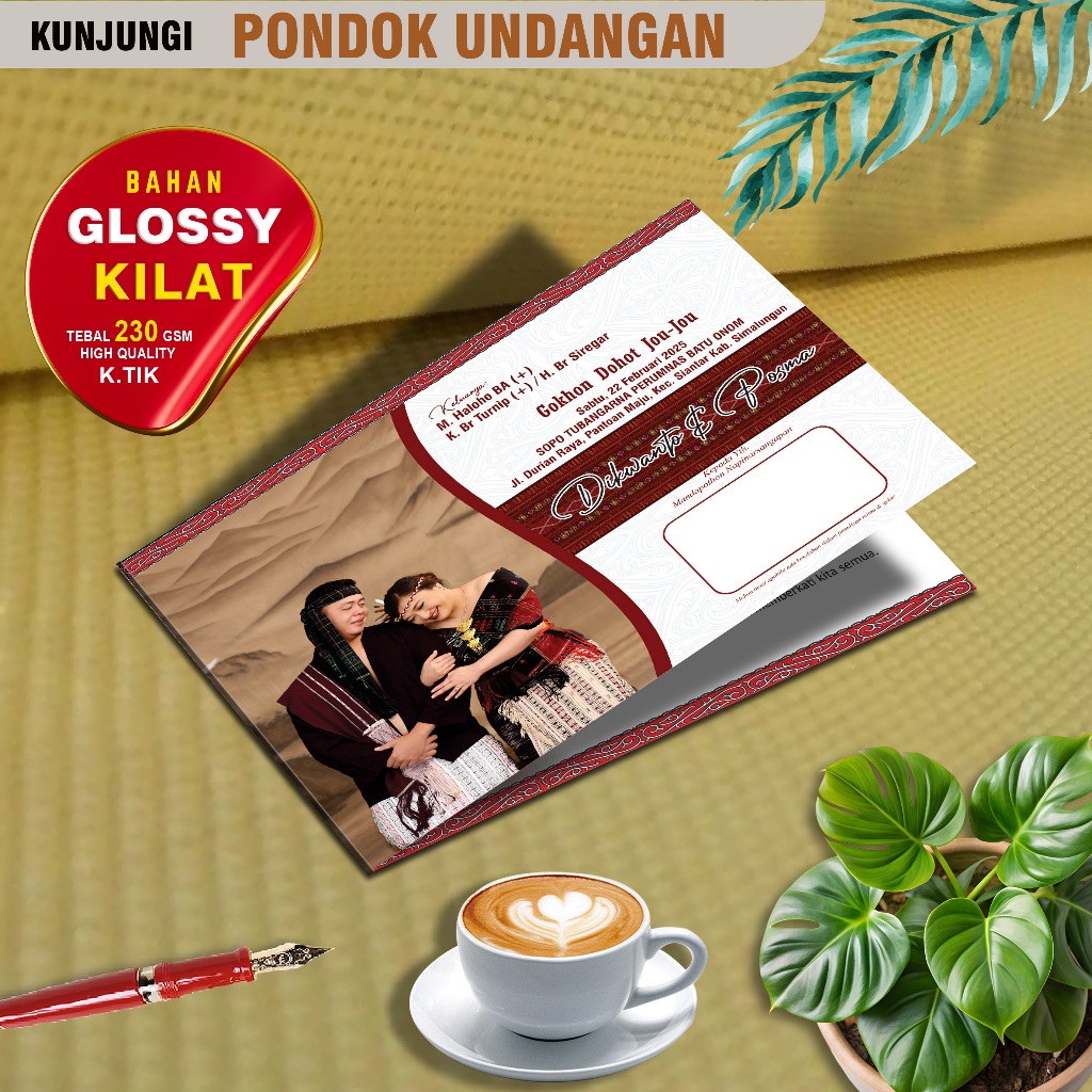 Undangan Nikah Pernikahan Adat Batak Glossy Kilat Pondok Undangan Batak 02